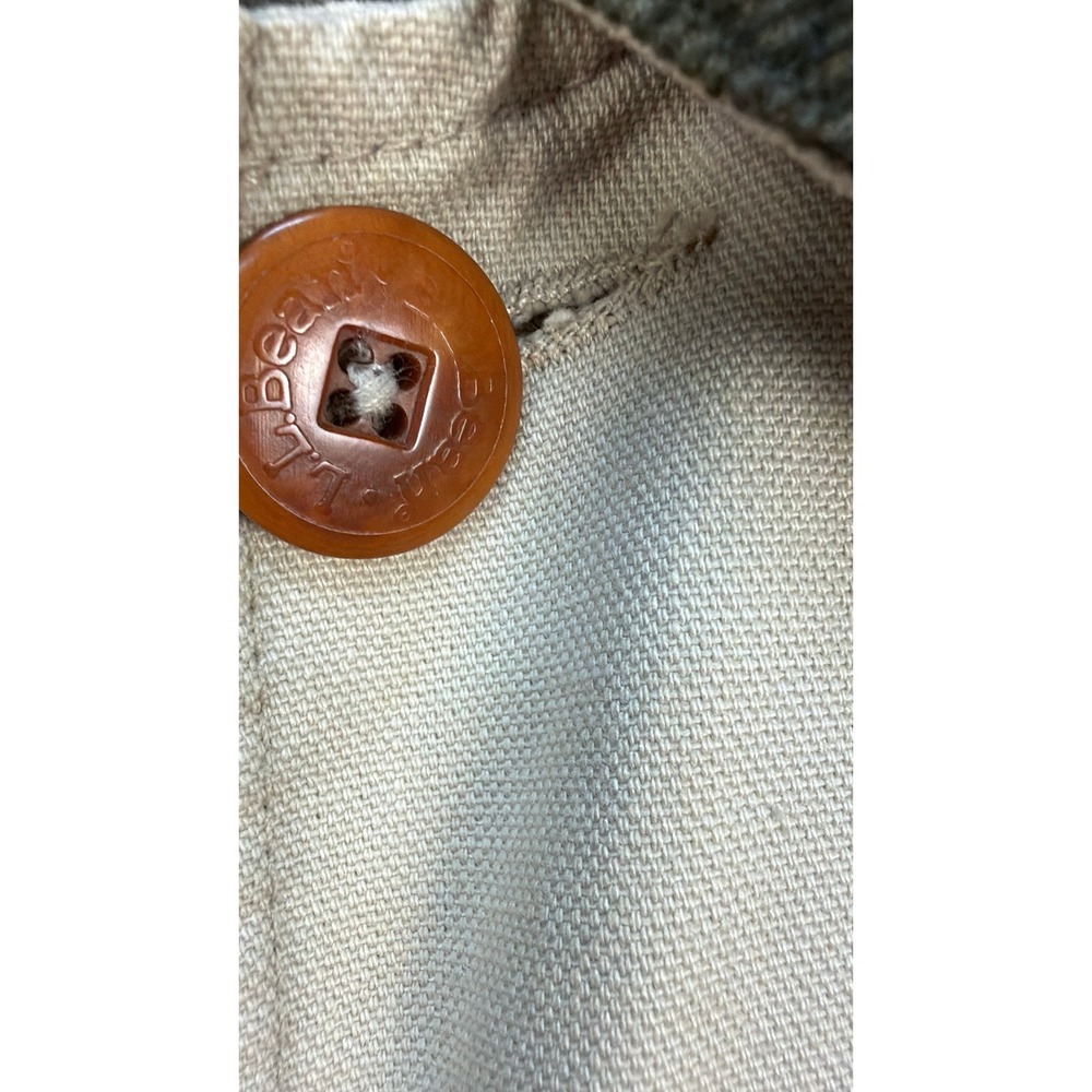 LL Bean Mens Field Coat Barn Jacket Beige Khaki Canvas Plaid Lined Corduroy L - Picture 8 of 16
